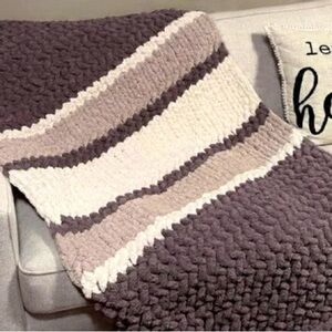Cozy Striped Hand Knit Blanket